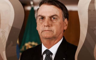 Fotomontagem digital e colorida exibindo o atual Presidente do Brasil, Jair Messias Bolsonaro.