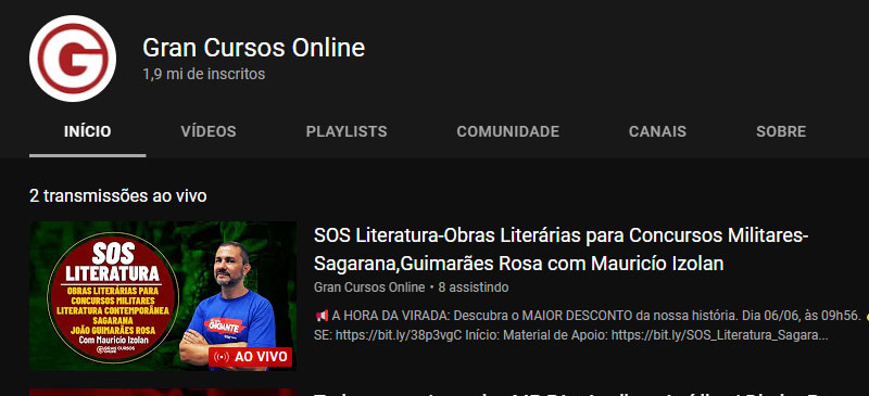 Gran Cursos Online Canal no Youtube Gran Cursos Online, canal para se preparar para o Exame