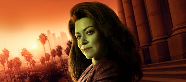 Ilustrando a matéria, “Séries para advogados – Parte 3”, vemos a protagonista de She-Hulk transformada na criatura verde.