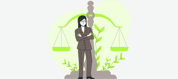 Ilustração representando uma advogada. Ilustração representando uma advogada.