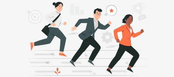 Ilustração representando competição entre profissionais. Ilustração representando competição entre profissionais.