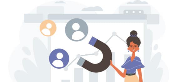 Ilustração representando o conceito de captar clientes. Ilustração representando o conceito de captar clientes.