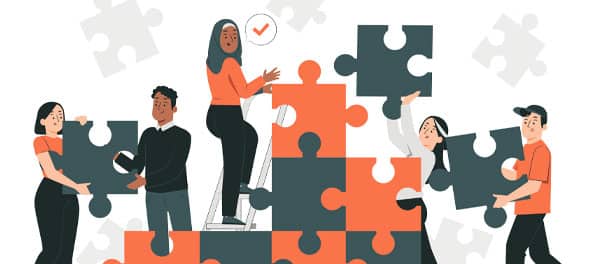 Ilustração representando o conceito de trabalho em equipe.